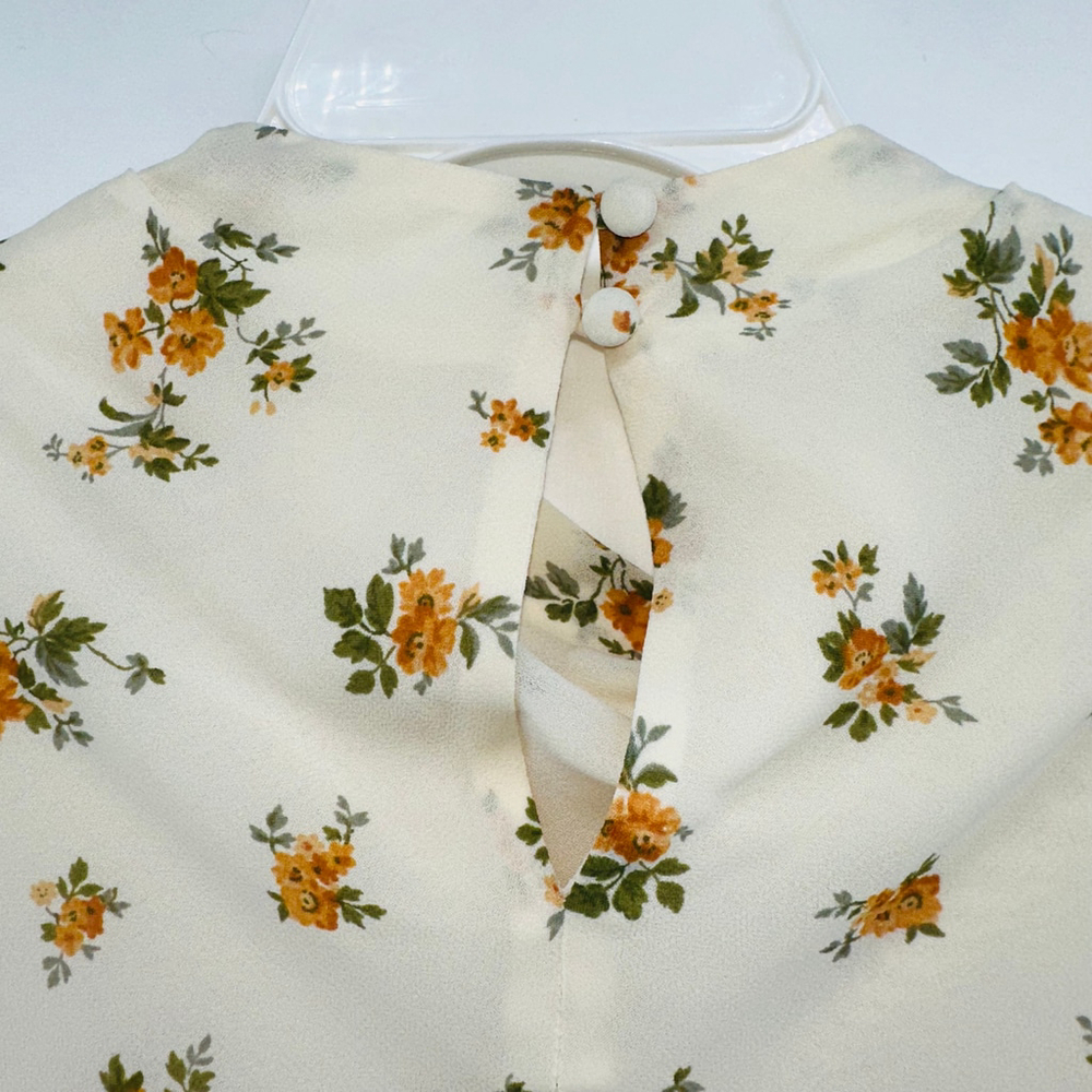 REFORMATION Bettie Floral PREPPY Cap Sleeve HIGH NECK MOCK Top WOMENS 0 XS - Picture 7 of 10